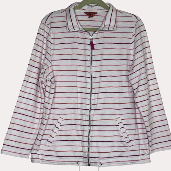 Tommy Bahama Relax Mock Neck Womens Zip Front Jacket Striped  L bv - Picture 1 of 6